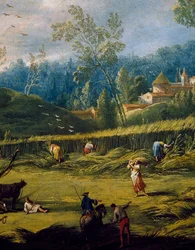 アントニオ・ディジアーニ（1737-1797）の絵画「夏」の細部「収穫」。