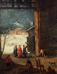 アントニオ・ディジアーニ（1737-1797）作「冬、別荘に貴族がやってくる」、絵画。詳細はこちら