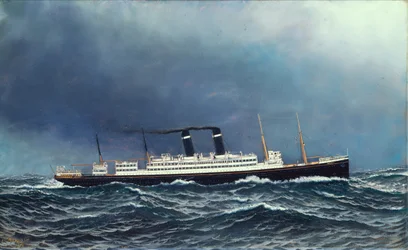 蒸気船「ラップランド」（油彩・ボード）