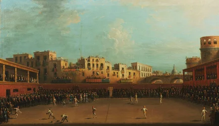 Game of Palla a Braccialeに参加するナポリのフェルディナンド4世王とキャロライン女王、