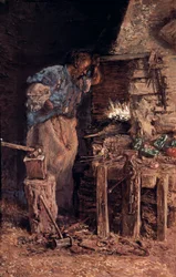 鍛冶屋の金婚式（El herrero en bodas de oro）。アントニ・ムノス・イ・デグラン（1841-1924）による絵画。油彩・キャンバス