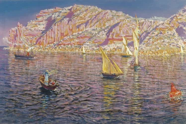 パルマ・デ・マヨルカ湾の眺め - Munoz Degrain、Antonio (1840-1924) - c. 1905 - キャンバスに油彩 - 89x133.5 - カルメン・ティッセン美術館、マラガ