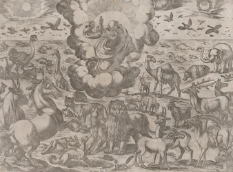 動物を創造する神、約。 1590-1630。