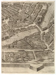 ローマ市の計画。テヴェレ川とヴィラファルネジーナのパート10、1645。