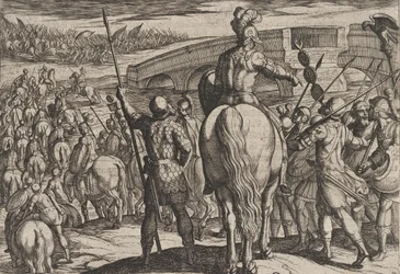 プレート 24: 引き返された新ローマ軍の先遣隊、『ローマ戦争』より、1611 年。