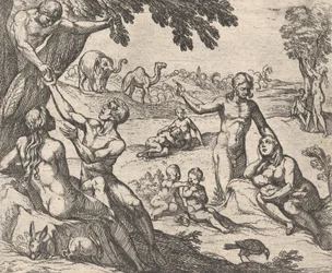 プレート 3: The Age of Gold Aetas aurea、Ovid の「Metamorphoses」より、1606 年。
