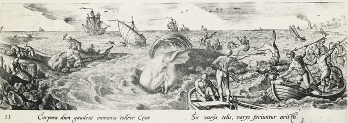 クジラ狩り、アントニオ・テンペスタ作（1555-1630）、彫刻、イタリア