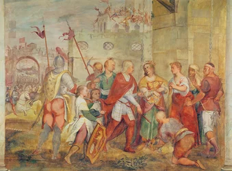 ヤコポバルバリゴ、1426年にトルコのマーガレット王妃をトルコ人から解放（壁画）
