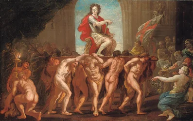 ウィンザー城のセントジョージズホールにある壁画のスケッチ。ウィリアム3世が栄光に即位した