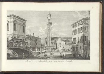 Gezicht op Campo dei Santi Apostoli te Venetië 寺院のある聖 S. 使徒のエリア (オブジェクトのタイトル) Gezichten op bugemenen en pleinen in Venetië (シリーズタイトル) アントニウス カナルの 38 枚のパネルからのベニスの街のより有名な景色は、