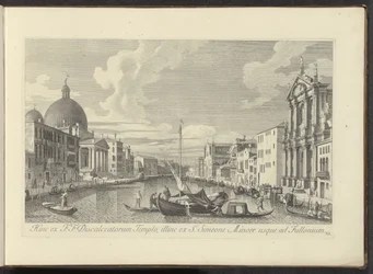 Gezicht op het Canal Grande, de Santa Maria di Nazareth en de San Simeone Piccolo te Venetië したがって、F. F。 S. Simeon Minor から Fullonium まで (オブジェクトのタイトル) アントニウス運河からのヴェネツィアの街の最も有名な景色