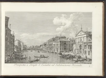 Gezicht op het Canal Grande en de kerk de San Stae te Venetië 聖ユスタシウス神殿からリヴォアルティの下部構造までの眺め (オブジェクトのタイトル) アントニオ・ヴィッセンティーニがpに真鍮で印刷したアントニウス運河の38番目のパネルからのヴェネツィアの街の最も有名な景色