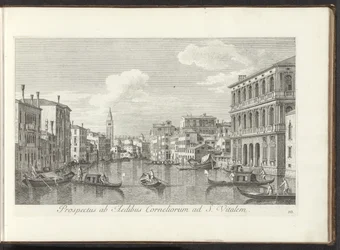 Gezicht op het Canal Grande en de toren van de San Vitale te Venetië コーネリアスの家から聖バイタルまでの眺め (オブジェクトのタイトル) アントニオ・ヴィッセンティーニが木で印刷したアントニウス運河の 38 枚のパネルから、ヴェネツィアの街の最も有名な景色