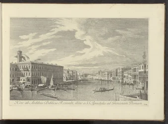 Gezicht op het Canal Grande te Venetië ここから、SS の反対側にあるリヴォアルティの公邸へ。 グリマーナ家への使徒たち (オブジェクトのタイトル) アントニオ・ヴィッセンティーニがパーツ t で印刷した、アントニウス運河の真鍮製の 38 枚のパネルからの、ヴェネツィアの街の最も有名な景色