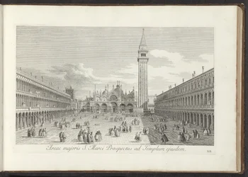 Gezicht op het San Marcoplein en de San Marco te Venetië 同じ寺院への聖マルコ プロスペクトスの広域 (オブジェクトのタイトル) Gezichten op bugemenen en pleinen in Venetië (シリーズタイトル) アントニウス運河のプレート X から見た、ベニスの街の有名な景色