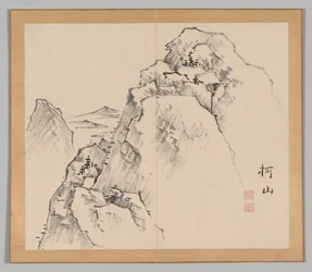 池野大河後の風景研究のダブルアルバム、ボリューム1リーフ27、18世紀。