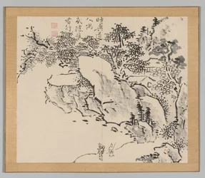 池野大河、18世紀、第2巻の葉34の後の風景研究のダブルアルバム。