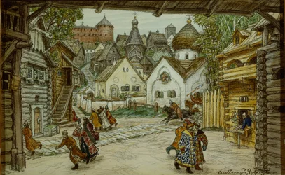 オペラの舞台デザインThe Oprichnik The Guardsman by Pyotr Tchaikovsky、1911