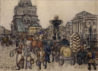 19世紀のスハレフスカヤ広場の噴水、1921年