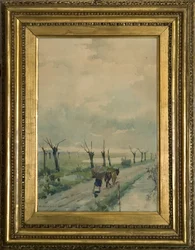 人物のいる風景 1918-19 （木炭画に水彩画）