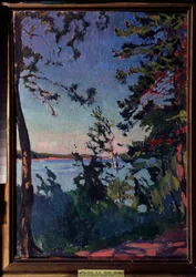 ネヴァ川のほとりにある公園。 Arkadi（Arkady）Alexandrovich Rylov（1870-1939）による絵画、キャンバスに油彩