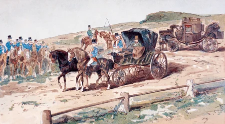 馬車に乗ったポスティリオン、19世紀、1886年