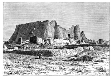 荒廃したベラミンの要塞、ペルシャイラン、1895年。