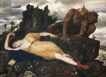 二人のファウヌスに見守られる眠れるディアナ、1877年