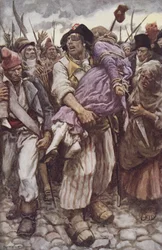 The Scarlet Pimpernel to the Rescue、Baroness Orczy（1865-1947）による「The Scarlet Pimpernel」のイラスト（カラーリソ）