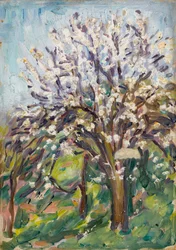 傾斜の瀬戸際にあるアーモンドの花、1910年頃