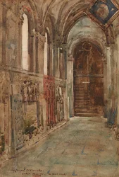 聖マグナス大聖堂の北通路、カークウォール（水彩）
