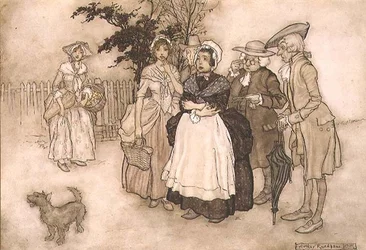 ワシントン・アーヴィング（1783-1859）の「リップ・ヴァン・ウィンクル」の一場面、1905年（ペン＆インク、水彩）。