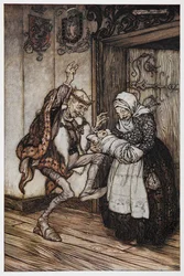 Ilustração de Briar Rose de reis e rainhas idosos e seu bebê.