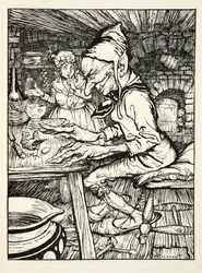 Lay！は巨人を怒鳴らせ、それから鶏はパブのThe Arthur Rackham Fairy Bookからすぐに純金の卵を産みました。 1933