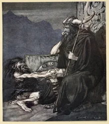「私に誓って、ハーゲン、私の息子！」、「ジークフリートと神々の黄昏」のイラスト、1924