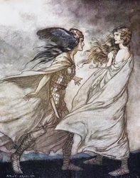 あなたの手の指輪。リチャードワーグナーによるジークフリートと神々の黄昏のイラスト