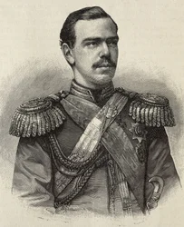 ロシア皇帝アレクサンドル3世（1845-1894）。ロシア皇帝（1881-1894）、アレクサンドル2世の息子で後継者。エングレーヴィング。