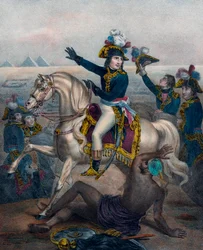 1798年7月12日、エジプトで軍を鼓舞するボナパルト（エングレーヴィング）
