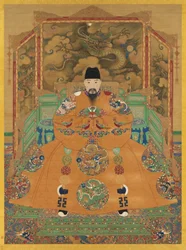 洪志皇帝（在位1488-1505）の宮廷肖像（絹本・彩墨）