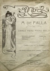 ファリャ、マヌエル・デ（1876-1946）。スペインの作曲家、ピアニスト。ピアノ独奏とピアノと声楽のための作品。マドリッドにて編集。