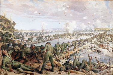 第一次世界大戦：1918年6月のピアヴェの戦い （水彩画）