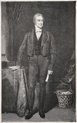 PEEL, Robert (1788-1850)。イギリス首相（1834-1835、1841-1846）。ラファエル・ウォードのためのエングレーヴィング。エングレーヴィング。