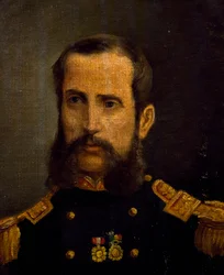 太平洋戦争の英雄アンドレス・カセレス（1836-1923）の肖像（ペルー