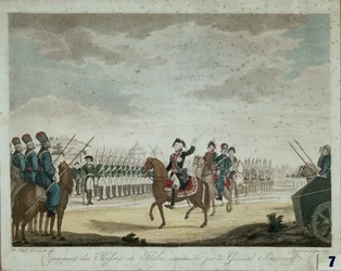 1799年、アレクサンドル・スヴォーロフ元帥が指揮するイタリアでのロシア軍キャンプ（カラープリント）