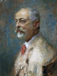 イタリアの彫刻家ジュゼッペ・サルトリオ(1844-1922)の肖像、アルトゥーロ・リエッティ(1863-1943)作、油彩・キャンバス。イタリア、20世紀