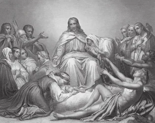 慰め主キリスト、ルカによる福音書、第4章、第16節、第21節（エングレーヴィング）