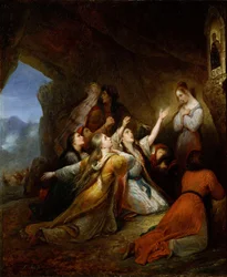 《聖母に助けを乞うギリシアの女たち》 絵画 アリ・シェファー (1795-1858) 1826年 薄暗い 65x55 cm 国立西洋美術館、東京