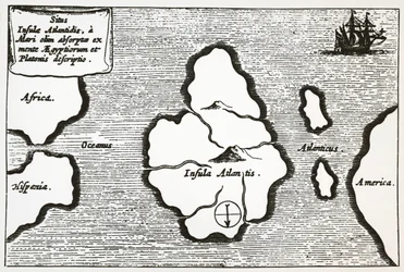 「Mundus Subterraneus」からのアトランティスの地図