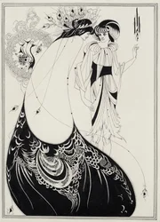 ピーコックスカート、 `Salome by Oscar Wilde（1854-1900）1893（黒いインクと紙に黒鉛）の英語版のイラスト