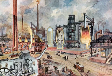 ドイツの鉄鋼業、1880年頃（イラスト）